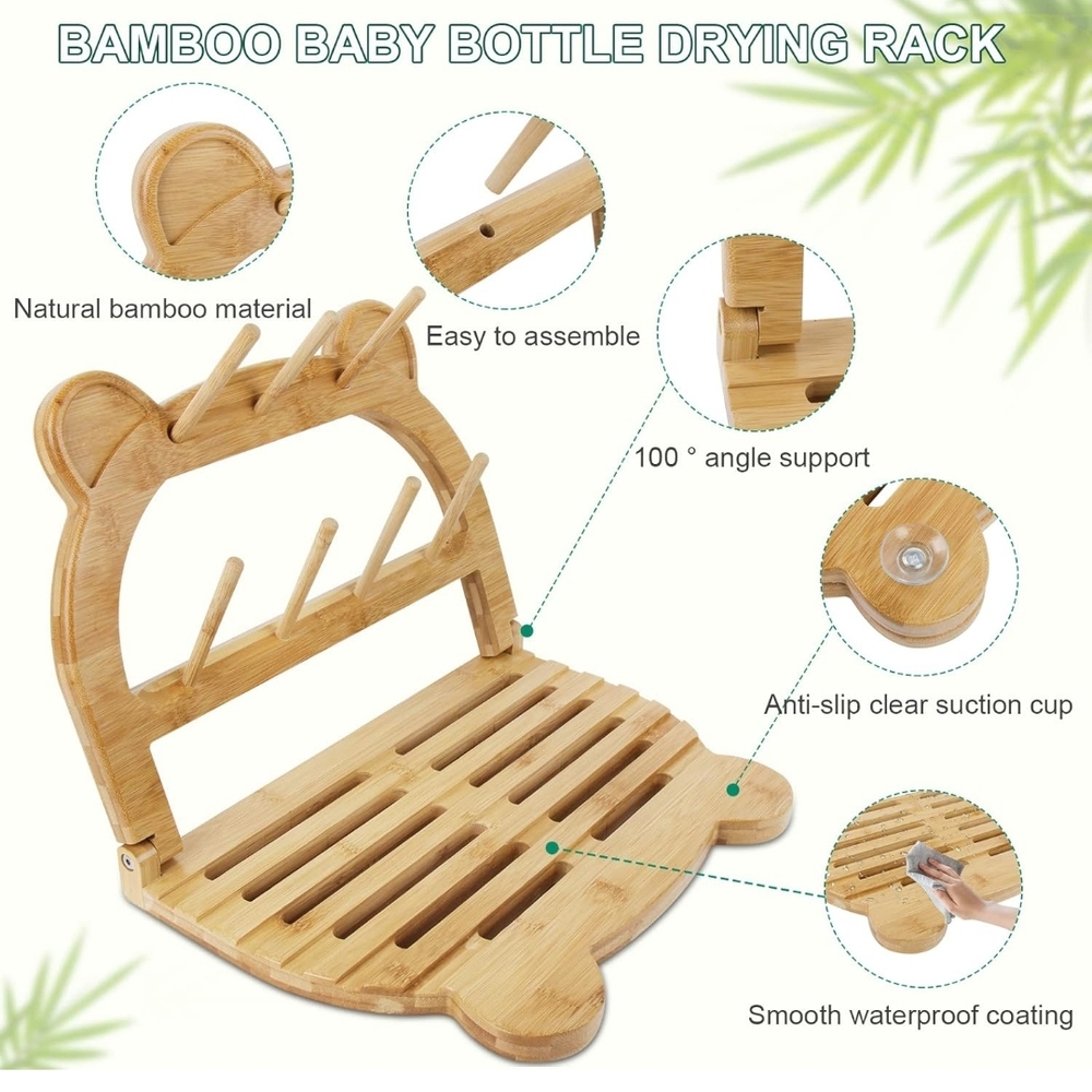 Bamboo Baby Bottle Drying Rack